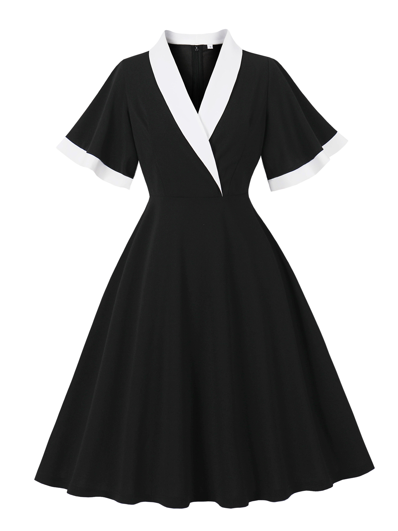 Tonval Contrast Lapel Flare Sl - огляд і ціна Women'S Fashion Of The 50S