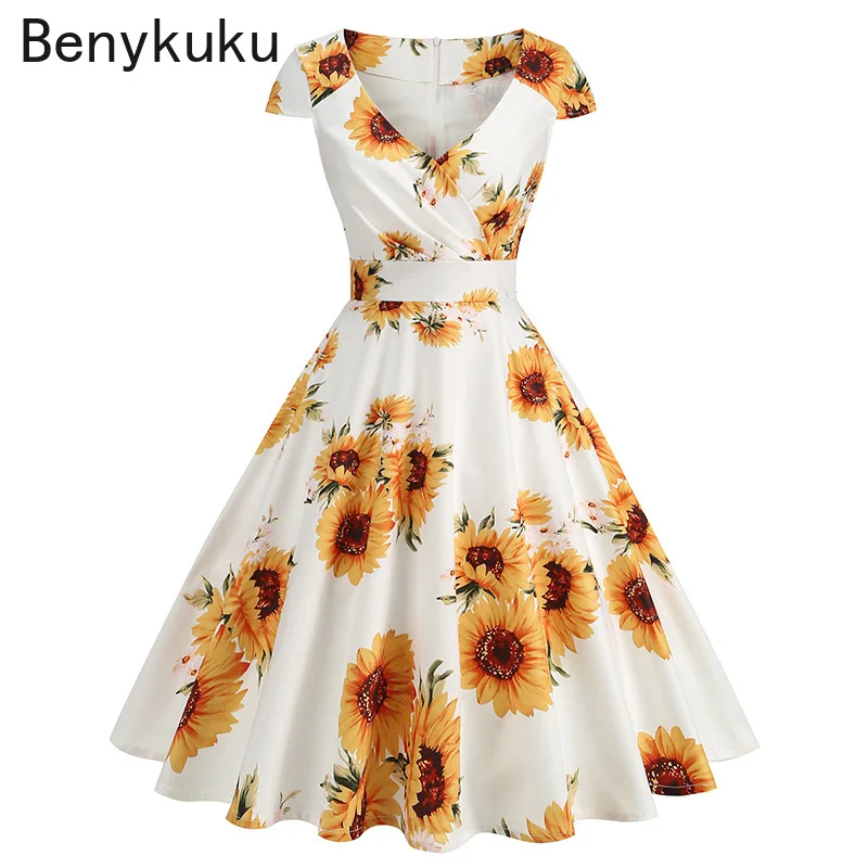 Print Cherry Sunflower 50s 60s - огляд і ціна Women'S Fashion Of The 50S