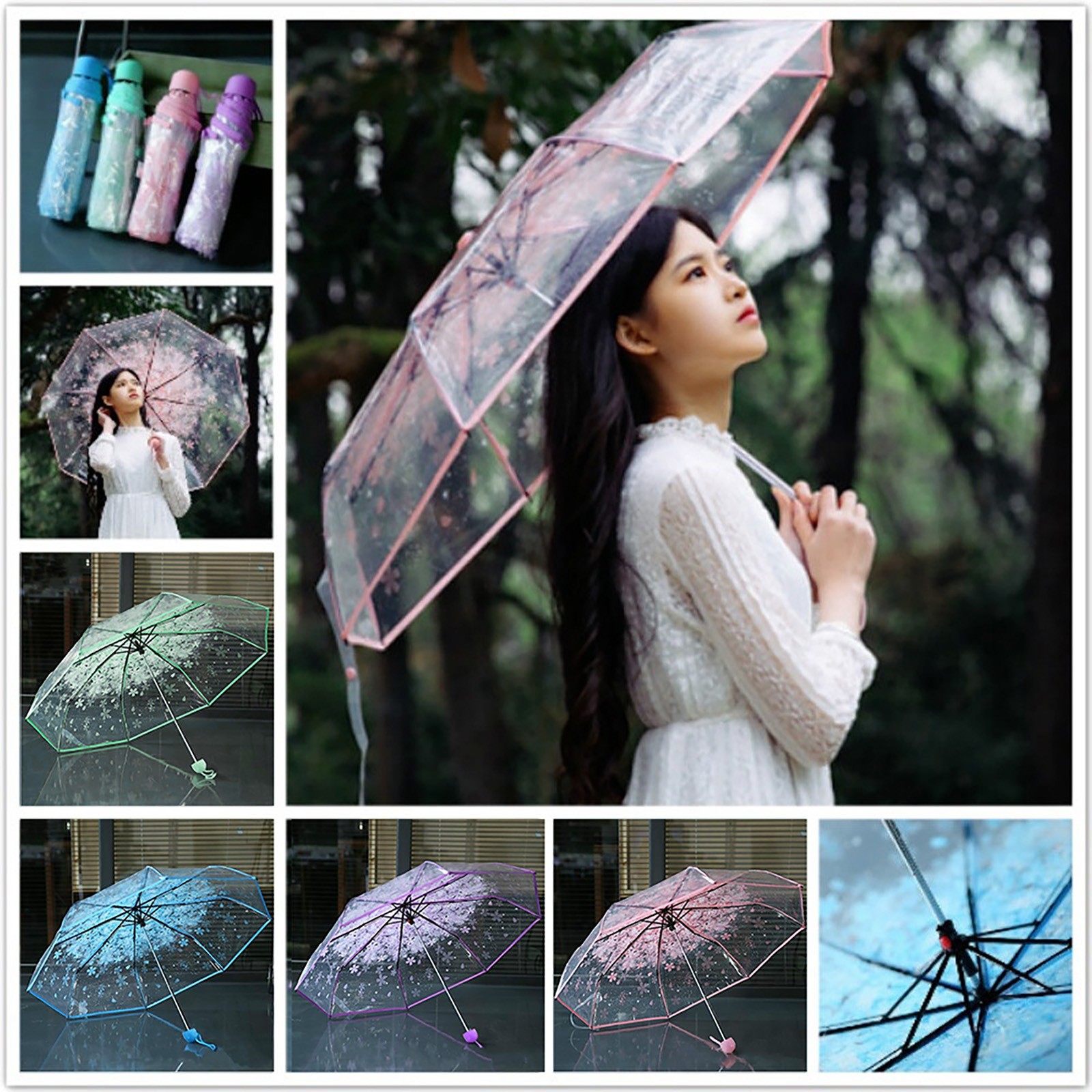 Sakura Transparent Folding Umb - огляд і ціна Women'S Fashion Umbrella