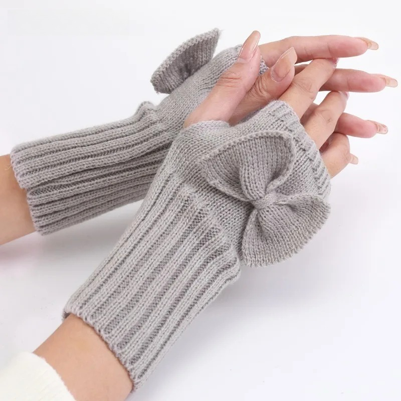 Knit Bow Fingerless Gloves – S - огляд і ціна Women Fashion Gloves
