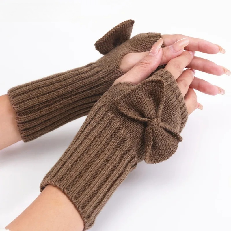 Knit Bow Fingerless Gloves – S - огляд і ціна Women Fashion Gloves