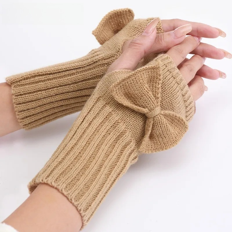 Knit Bow Fingerless Gloves – S - огляд і ціна Women Fashion Gloves