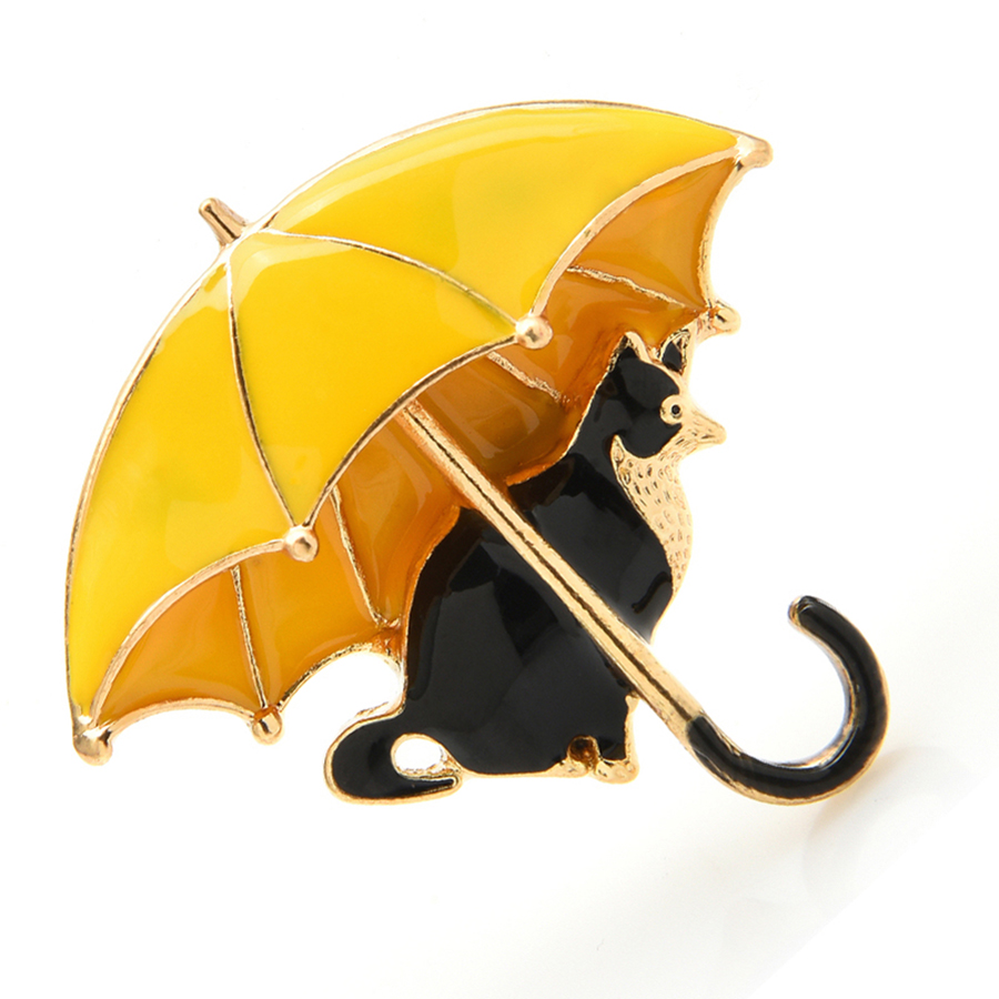 Cute Cat Under Umbrella Brooch - огляд і ціна Women'S Fashion Umbrella